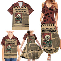 Skull Christmas Family Matching Summer Maxi Dress and Hawaiian Shirt Newspaper Retro Style - Wonder Print Shop