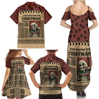 Skull Christmas Family Matching Summer Maxi Dress and Hawaiian Shirt Newspaper Retro Style - Wonder Print Shop