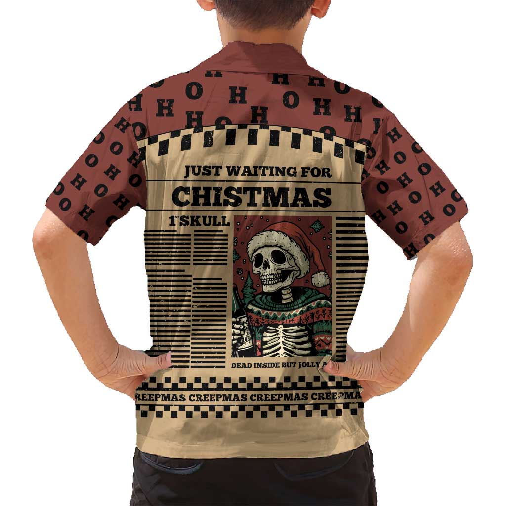 Skull Christmas Family Matching Tank Maxi Dress and Hawaiian Shirt Newspaper Retro Style - Wonder Print Shop