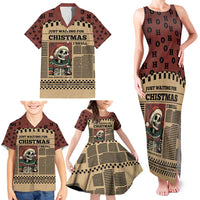 Skull Christmas Family Matching Tank Maxi Dress and Hawaiian Shirt Newspaper Retro Style - Wonder Print Shop