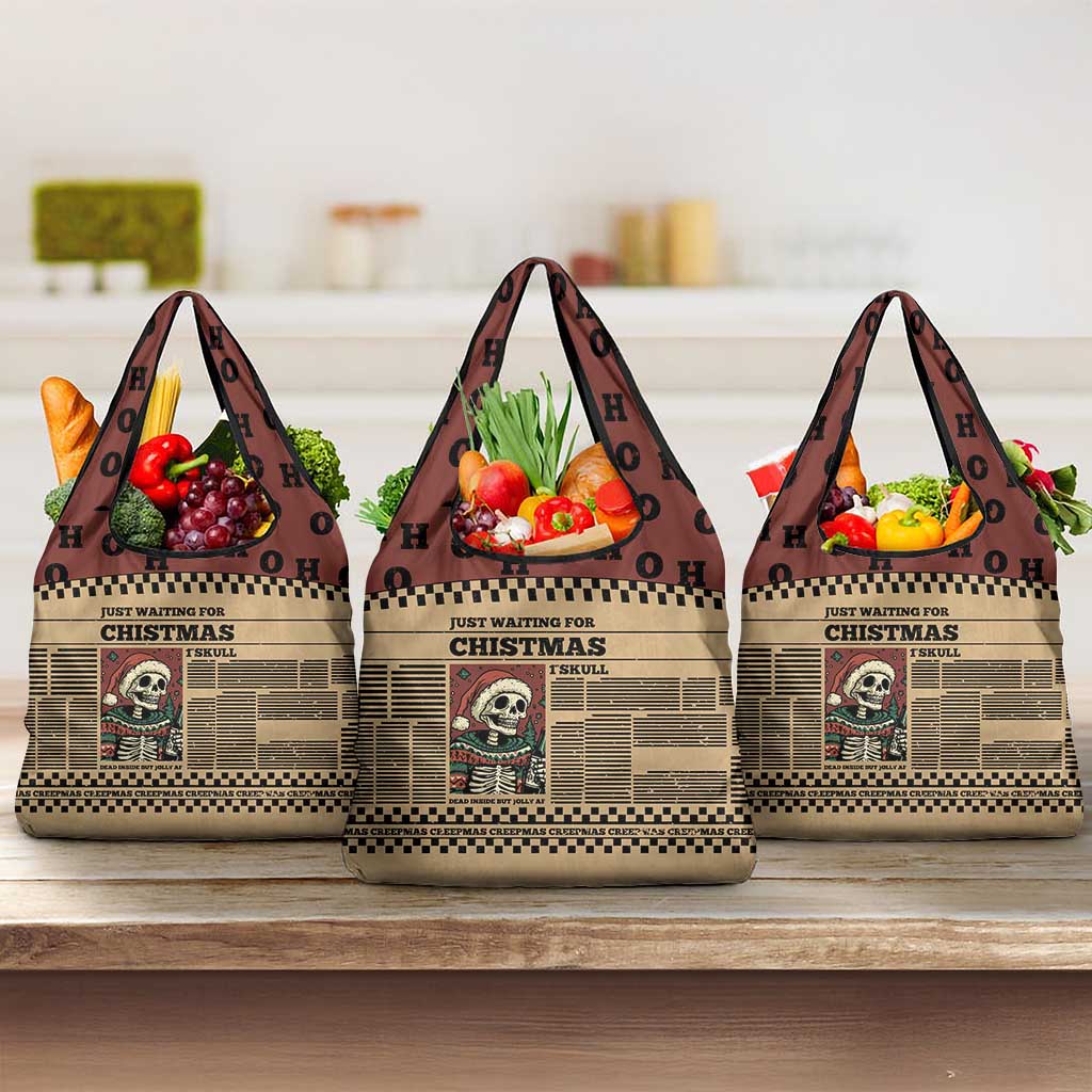Skull Christmas Grocery Bag Newspaper Retro Style - Wonder Print Shop