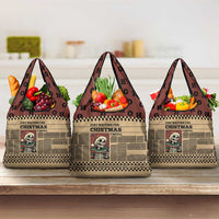 Skull Christmas Grocery Bag Newspaper Retro Style - Wonder Print Shop
