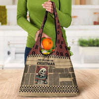 Skull Christmas Grocery Bag Newspaper Retro Style - Wonder Print Shop