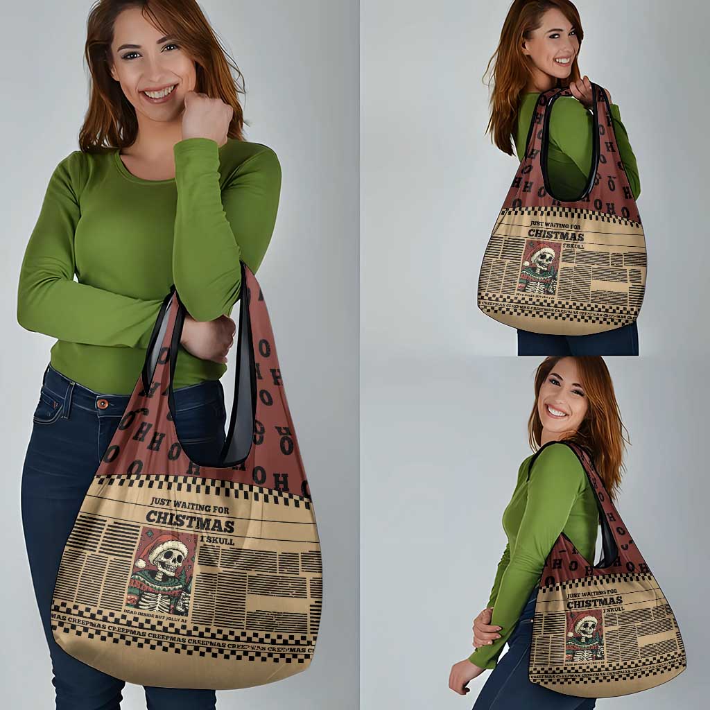 Skull Christmas Grocery Bag Newspaper Retro Style - Wonder Print Shop