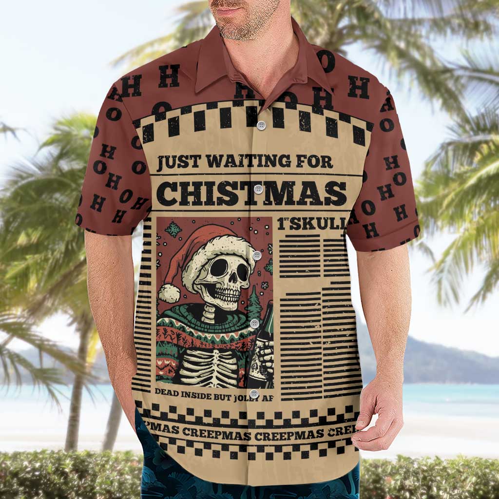 Skull Christmas Hawaiian Shirt Newspaper Retro Style - Wonder Print Shop