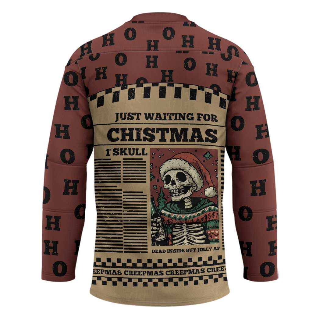 Skull Christmas Hockey Jersey Newspaper Retro Style - Wonder Print Shop