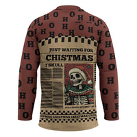 Skull Christmas Hockey Jersey Newspaper Retro Style - Wonder Print Shop