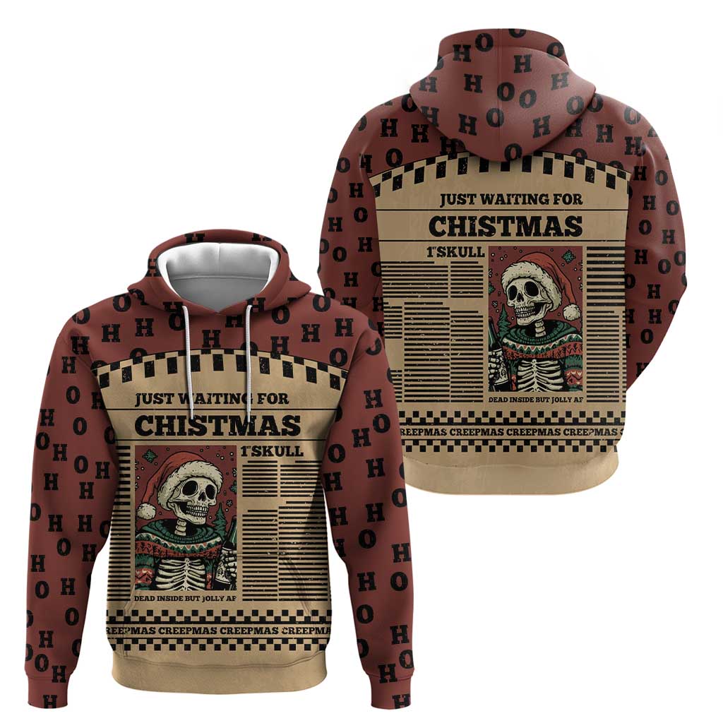 Skull Christmas Hoodie Newspaper Retro Style - Wonder Print Shop