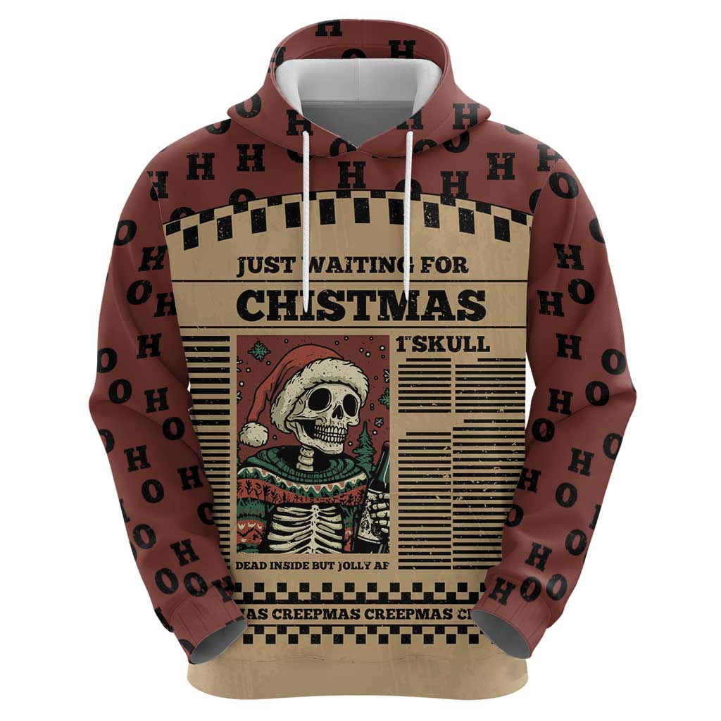 Skull Christmas Hoodie Newspaper Retro Style - Wonder Print Shop