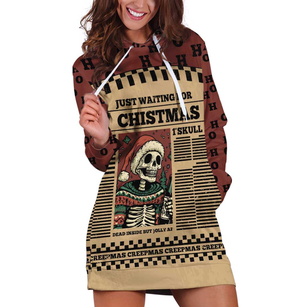 Skull Christmas Hoodie Dress Newspaper Retro Style - Wonder Print Shop
