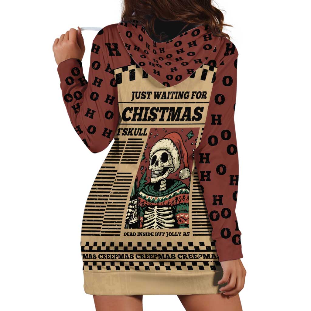 Skull Christmas Hoodie Dress Newspaper Retro Style - Wonder Print Shop
