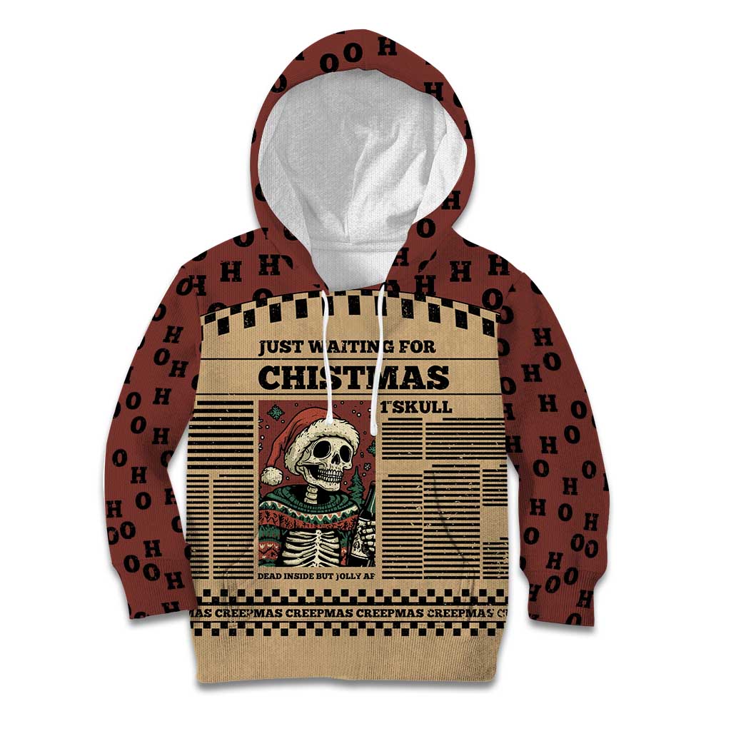 Skull Christmas Kid Hoodie Newspaper Retro Style - Wonder Print Shop