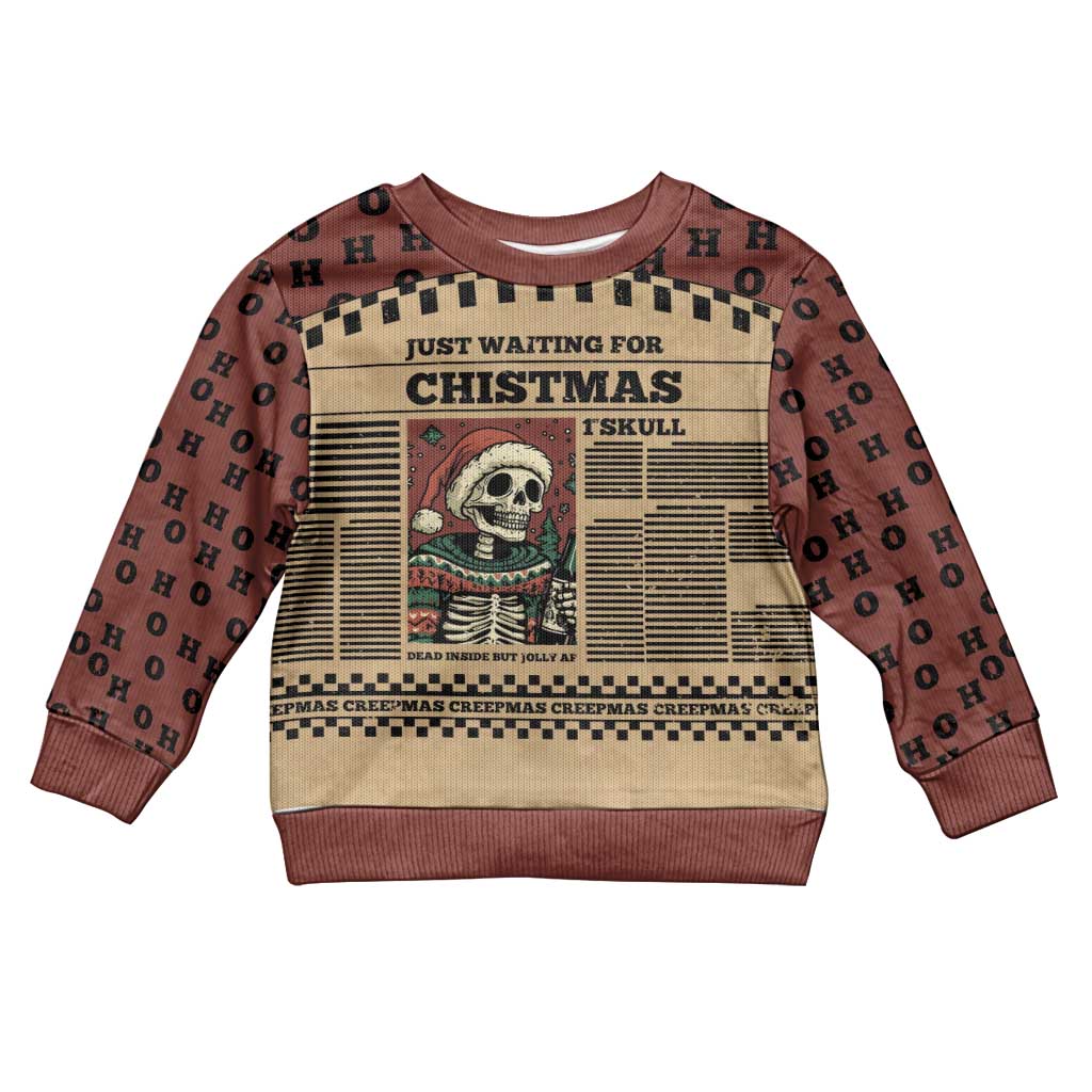 Skull Christmas Kid Ugly Christmas Sweater Newspaper Retro Style - Wonder Print Shop