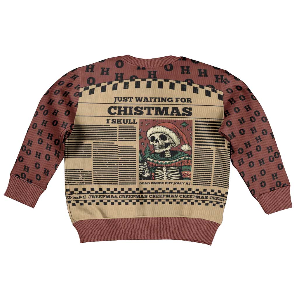 Skull Christmas Kid Ugly Christmas Sweater Newspaper Retro Style - Wonder Print Shop