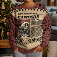 Skull Christmas Kid Ugly Christmas Sweater Newspaper Retro Style - Wonder Print Shop