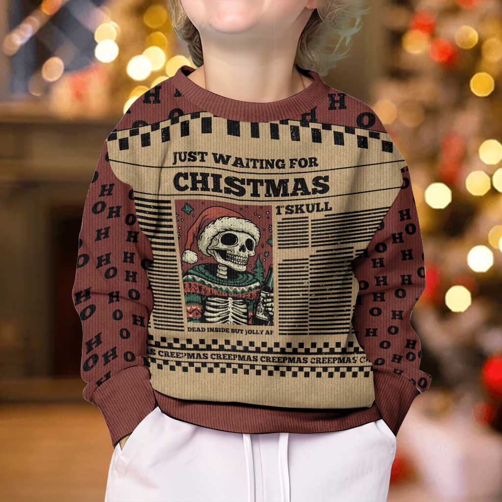 Skull Christmas Kid Ugly Christmas Sweater Newspaper Retro Style - Wonder Print Shop