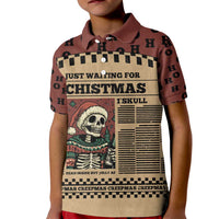 Skull Christmas Kid Polo Shirt Newspaper Retro Style - Wonder Print Shop