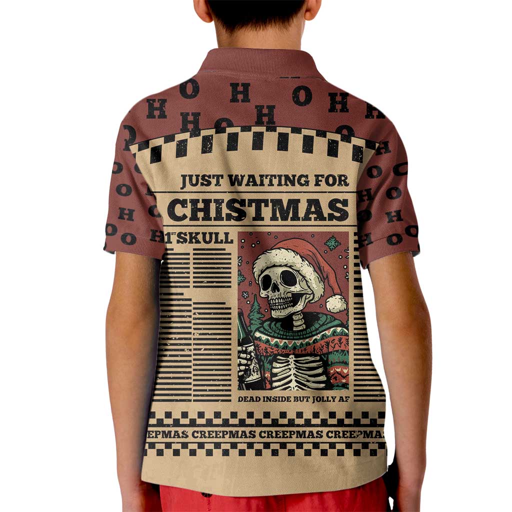 Skull Christmas Kid Polo Shirt Newspaper Retro Style - Wonder Print Shop