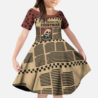 Skull Christmas Kid Short Sleeve Dress Newspaper Retro Style - Wonder Print Shop