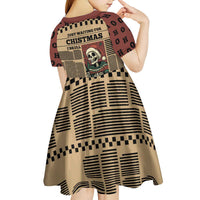 Skull Christmas Kid Short Sleeve Dress Newspaper Retro Style - Wonder Print Shop