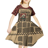Skull Christmas Kid Short Sleeve Dress Newspaper Retro Style - Wonder Print Shop