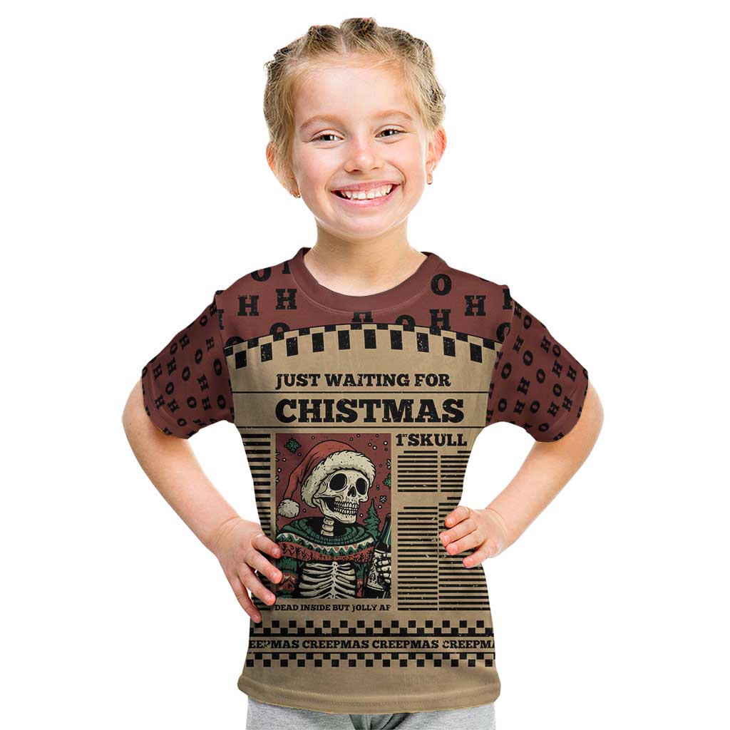 Skull Christmas Kid T Shirt Newspaper Retro Style - Wonder Print Shop