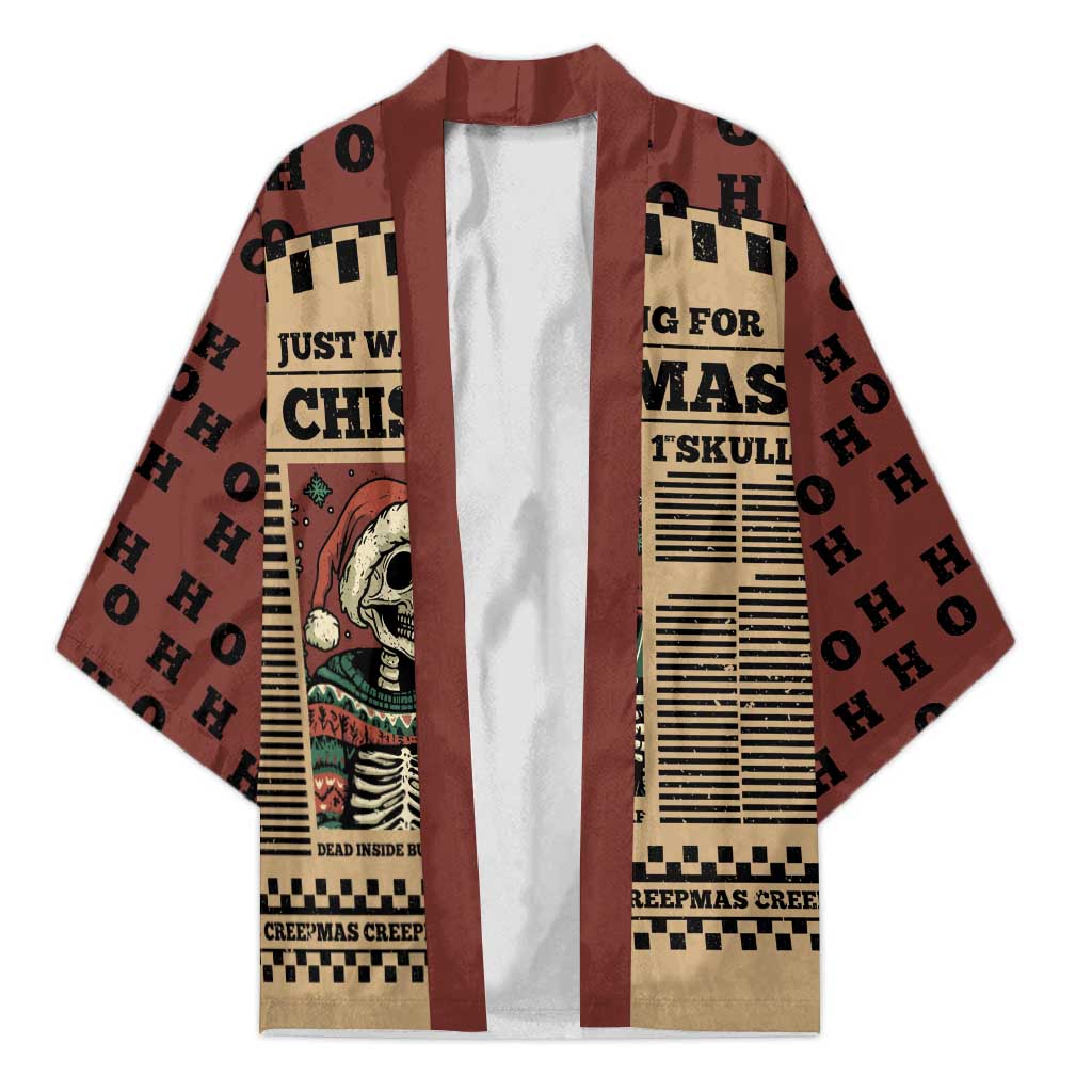 Skull Christmas Kimono Newspaper Retro Style - Wonder Print Shop