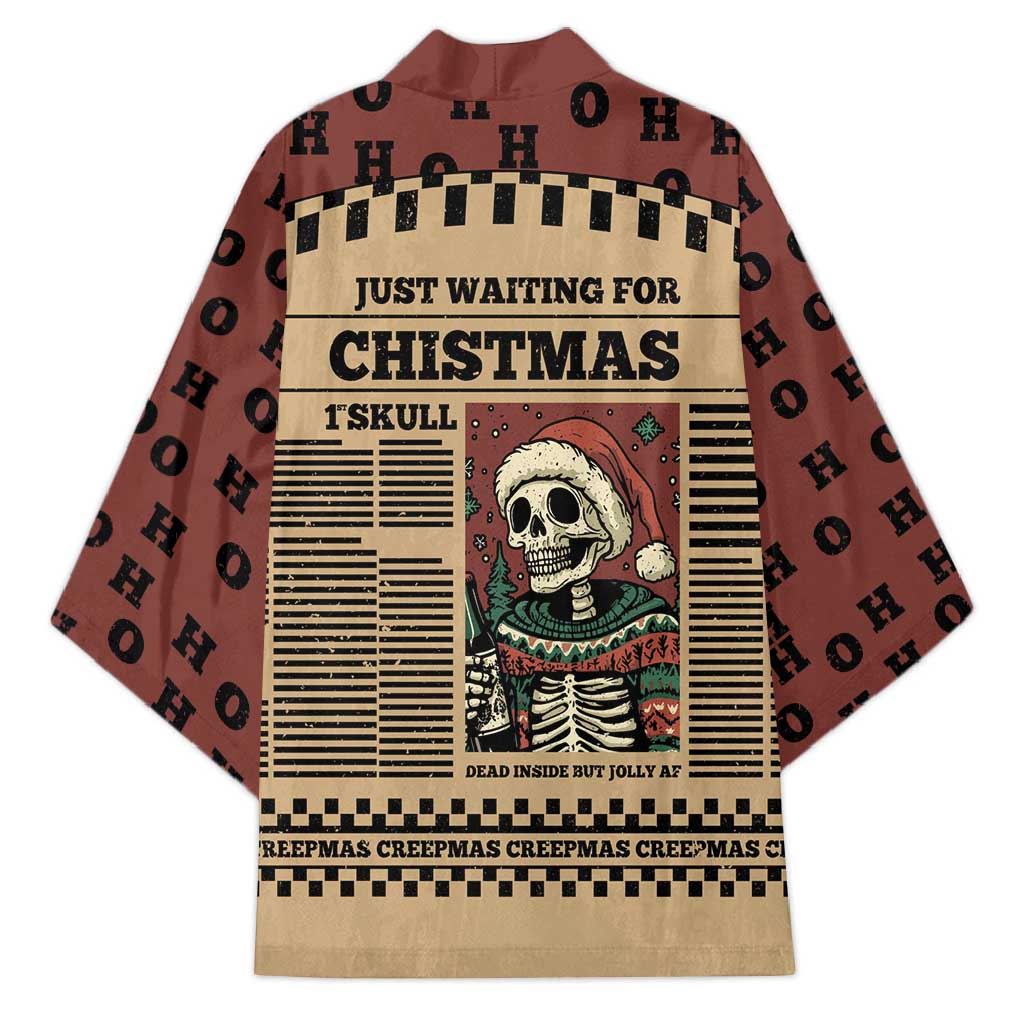 Skull Christmas Kimono Newspaper Retro Style - Wonder Print Shop