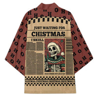 Skull Christmas Kimono Newspaper Retro Style - Wonder Print Shop