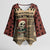 Skull Christmas Kimono Sleeve Blouse Newspaper Retro Style - Wonder Print Shop