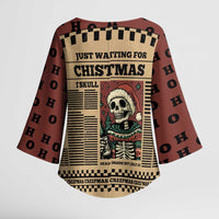 Skull Christmas Kimono Sleeve Blouse Newspaper Retro Style - Wonder Print Shop