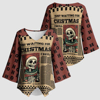 Skull Christmas Kimono Sleeve Blouse Newspaper Retro Style - Wonder Print Shop