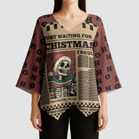 Skull Christmas Kimono Sleeve Blouse Newspaper Retro Style - Wonder Print Shop