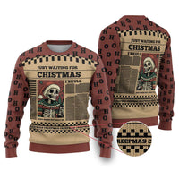 Skull Christmas Ugly Christmas Sweater Newspaper Retro Style - Wonder Print Shop