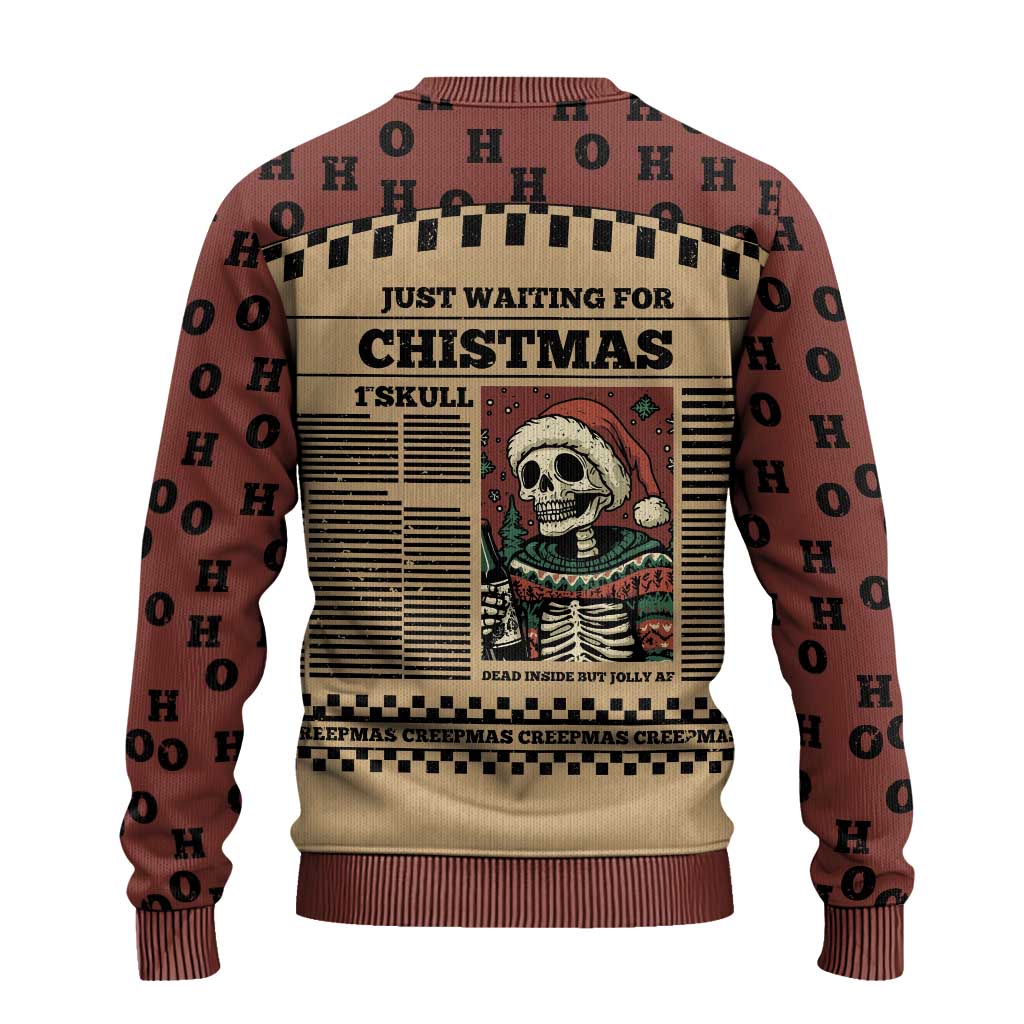 Skull Christmas Ugly Christmas Sweater Newspaper Retro Style - Wonder Print Shop