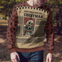 Skull Christmas Ugly Christmas Sweater Newspaper Retro Style - Wonder Print Shop