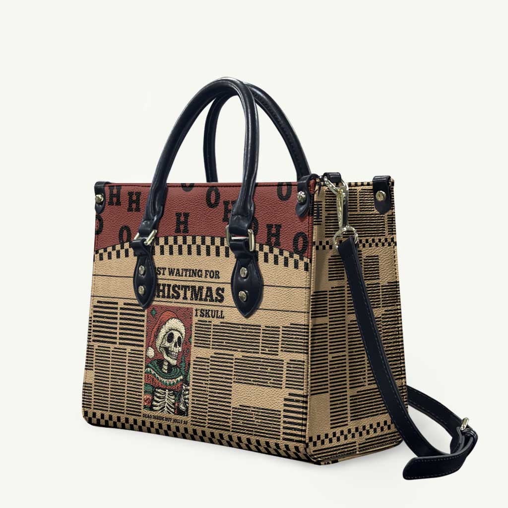 Skull Christmas Leather Bag Newspaper Retro Style - Wonder Print Shop