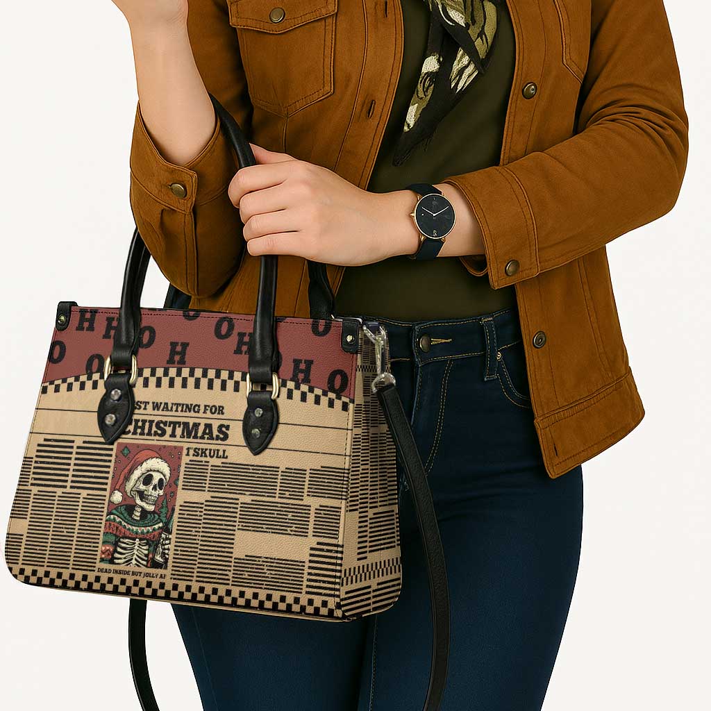 Skull Christmas Leather Bag Newspaper Retro Style - Wonder Print Shop