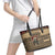 Skull Christmas Leather Tote Bag Newspaper Retro Style - Wonder Print Shop