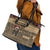 Skull Christmas Leather Tote Bag Newspaper Retro Style - Wonder Print Shop