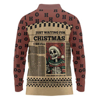 Skull Christmas Long Sleeve Polo Shirt Newspaper Retro Style - Wonder Print Shop