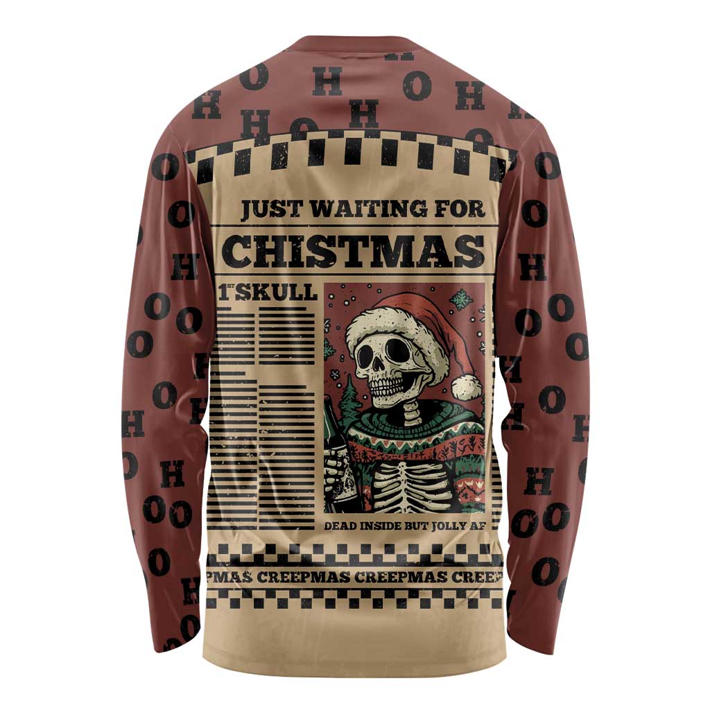 Skull Christmas Long Sleeve Shirt Newspaper Retro Style - Wonder Print Shop