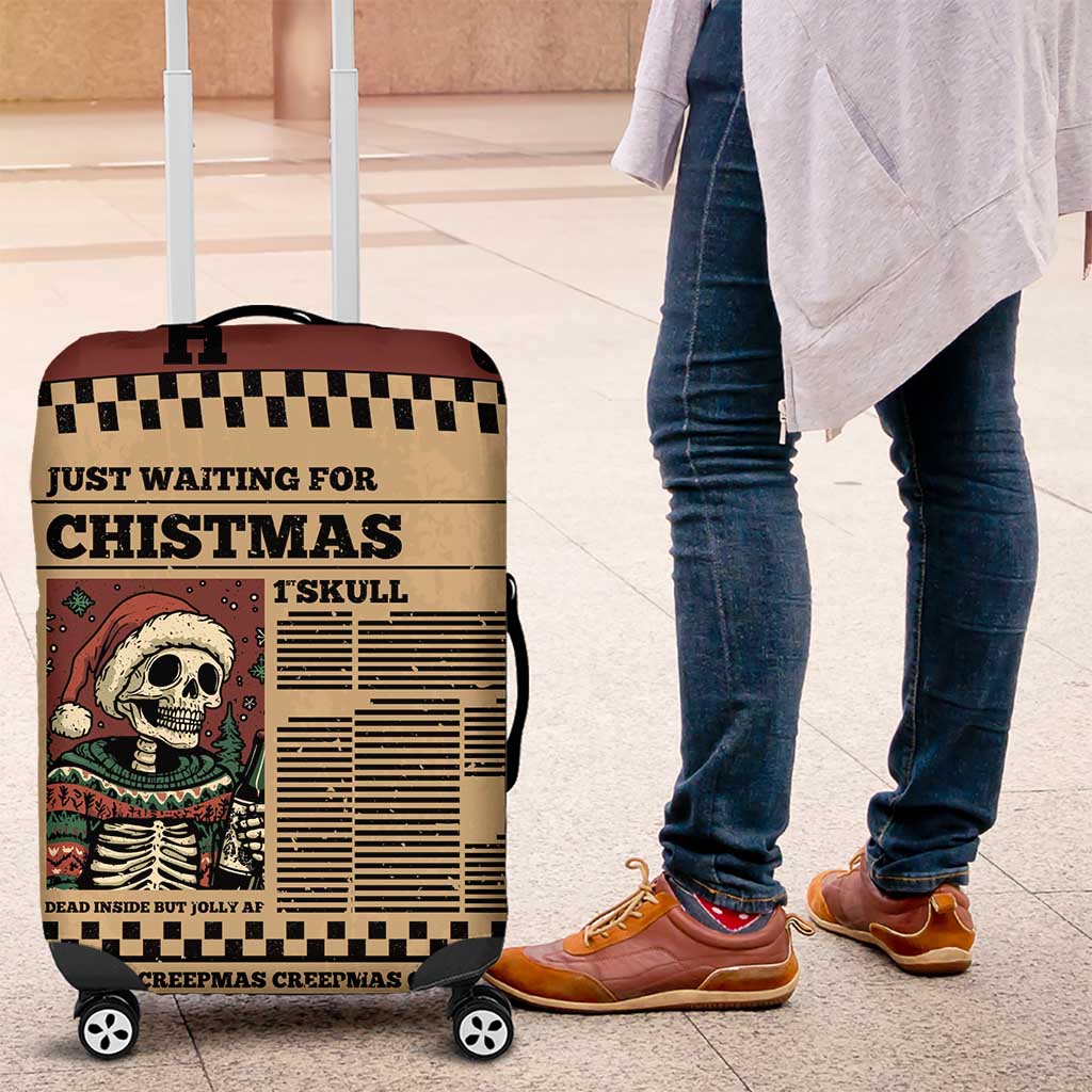 Skull Christmas Luggage Cover Newspaper Retro Style - Wonder Print Shop