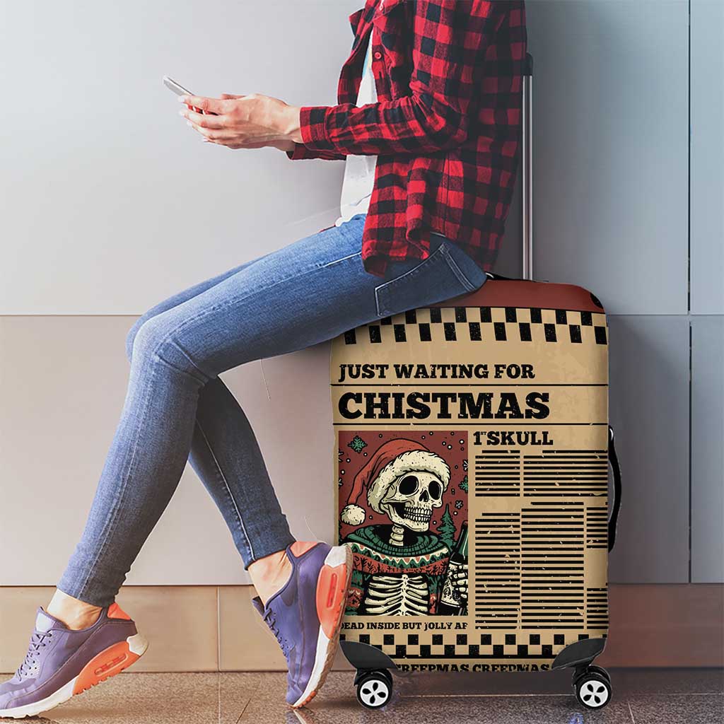 Skull Christmas Luggage Cover Newspaper Retro Style - Wonder Print Shop