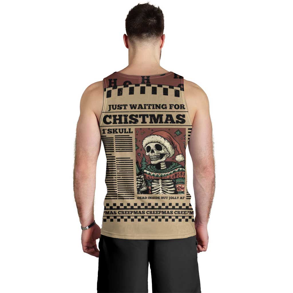 Skull Christmas Men Tank Top Newspaper Retro Style - Wonder Print Shop