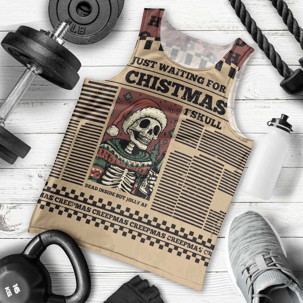 Skull Christmas Men Tank Top Newspaper Retro Style - Wonder Print Shop