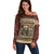 Skull Christmas Off Shoulder Sweater Newspaper Retro Style - Wonder Print Shop