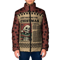 Skull Christmas Padded Jacket Newspaper Retro Style - Wonder Print Shop