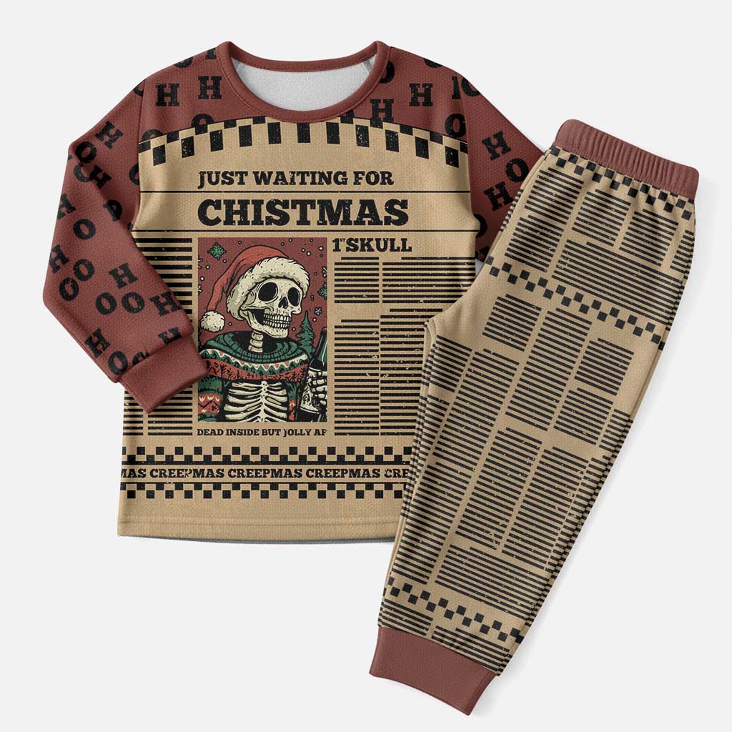 Skull Christmas Pajama Set Newspaper Retro Style - Wonder Print Shop
