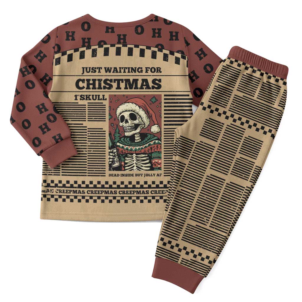 Skull Christmas Pajama Set Newspaper Retro Style - Wonder Print Shop